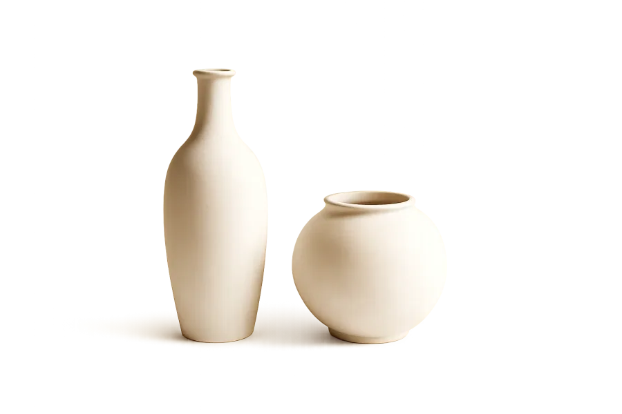 Symmetrical Bisque Ceramic Vases